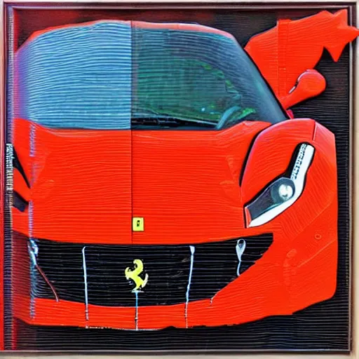 Prompt: Ferrari, tissue paper art