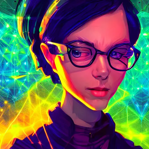 Image similar to skill magic geek inside matrix deepdream radiating a glowing aura stuff loot legends stylized digital illustration video game icon artstation lois van baarle, ilya kuvshinov, rossdraws,