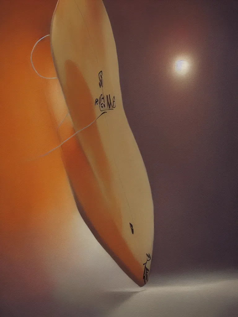 Image similar to a high fidelity photorealistic painting of a firewire surfboard, artistic photograph, studio light