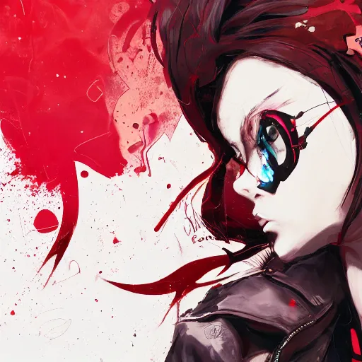 Prompt: highly detailed portrait of a grunge young lady by Loish, Greg Tocchini, Cliff Chiang, 4k resolution, persona 5 inspired, vibrant red,brown, white and black color scheme with graffiti