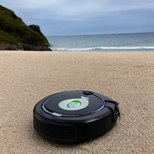 Image similar to roomba chilling on the beach