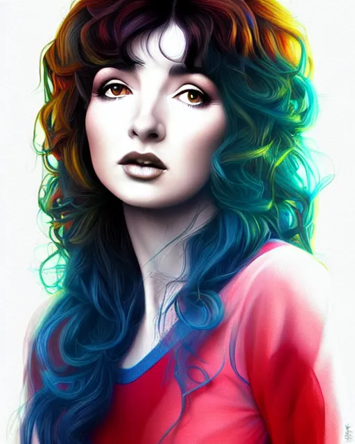 Image similar to richly detailed color illustration young kate bush illustrated by artgerm and mina petrovic and timothy kong and marina federovna. 3 - d shadowing