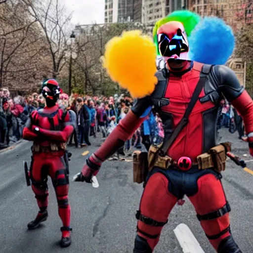 Image similar to deadpool pride parade, photography, beautiful,