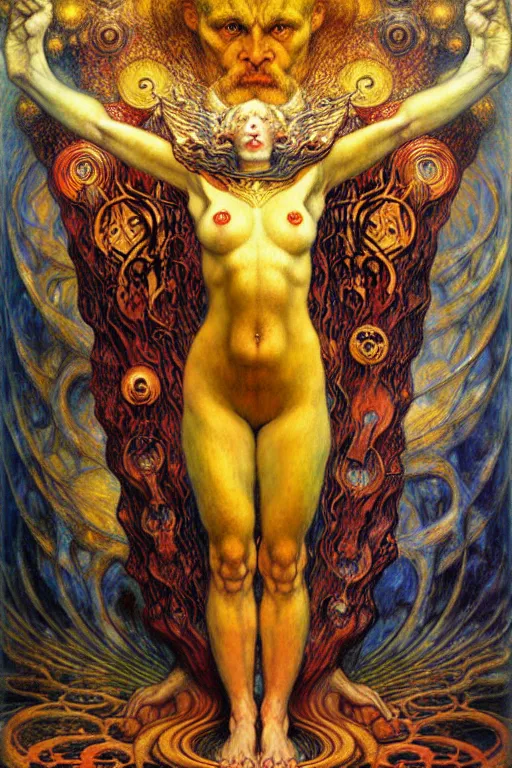 Image similar to Divine Chaos Engine by Karol Bak, Jean Delville, William Blake, Gustav Klimt, and Vincent Van Gogh, symbolist, visionary