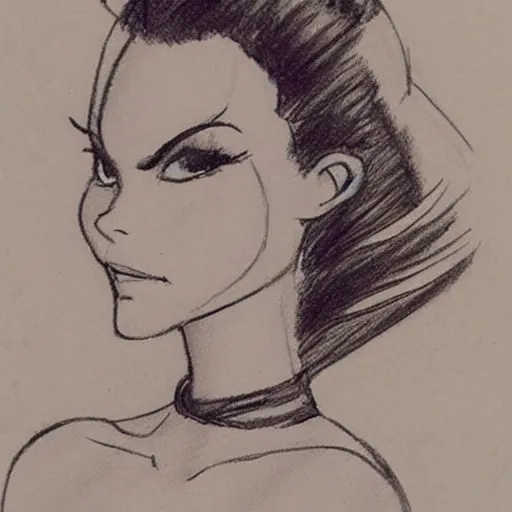 Image similar to milt kahl sketch of victoria justice with tendrils hair style as princess padme from star wars episode 3