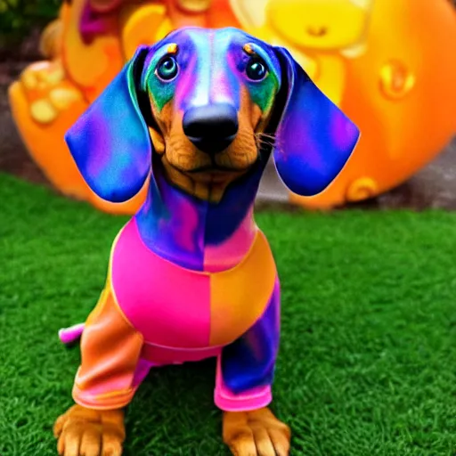 Image similar to lisa frank dachshund