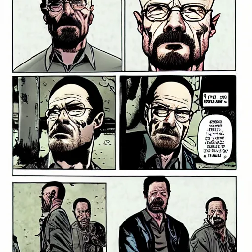 Image similar to Walter White in The Walking Dead, comic