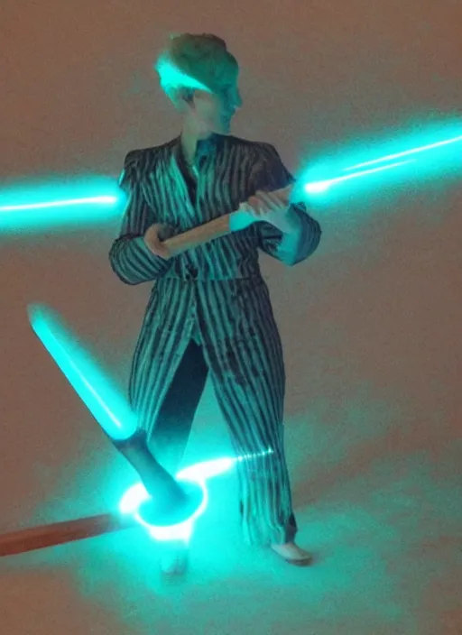 Prompt: Glowing Teal Battleaxe emanating energy