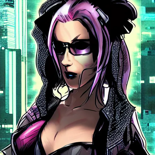 Prompt: cyberpunk girl marvel comics