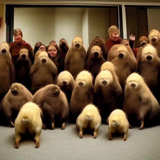 Prompt: Capybara cult meetup at a denny's 3 A.M. backrooms discrete math