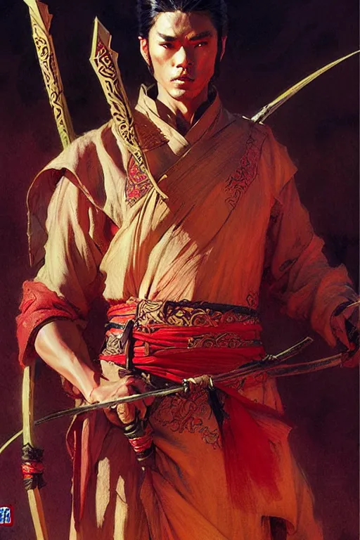 Image similar to wuxia, male, character design, colorful, painting by gaston bussiere, craig mullins, j. c. leyendecker, tom of finland