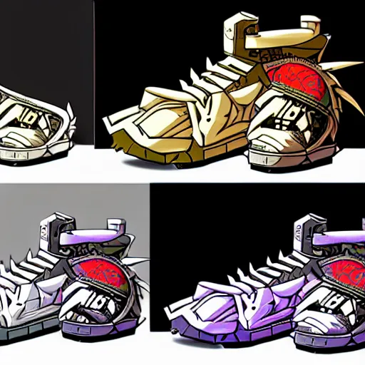 Image similar to fantasy anime jrpg sneaker design designed by studio ghibli, chrono trigger guilty gear style, aztec mayan street fashion native punk sneaker design, hip hop sneaker design with subtle mayan patterns, gapmoe yandere grimdark, trending on pixiv fanbox, painted by greg rutkowski makoto shinkai takashi takeuchi studio ghibli, akihiko yoshida