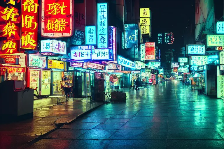 Prompt: street in cyberpunk city night chinese neon