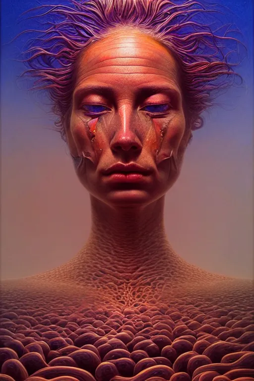 Image similar to hyperrealistic close-up baroque psychedelic organic!! in another dimension highly detailed concept art eric zener elson peter cinematic hard synthweave lighting high angle hd 8k sharp shallow depth of field, inspired by Zdzisław Beksiński