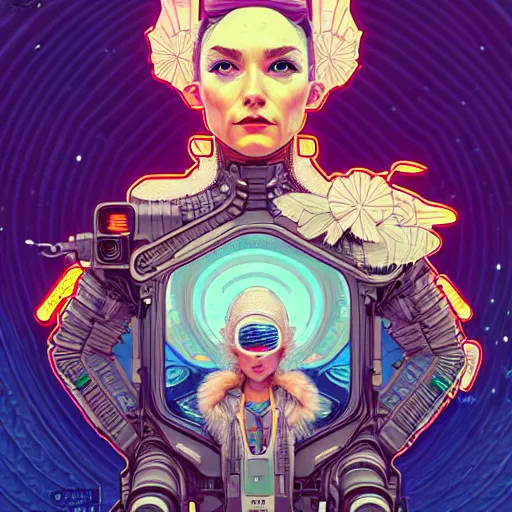 Image similar to high quality high detail portrait of a snow queen diesel punk character in an futuristic world, tristan eaton, victo ngai, artgerm, rhads, ross draws, hyperrealism, intricate detailed, alphonse mucha, 8 k, sci - fi, pastel colors, vintage, retro sci - fi, artstation,