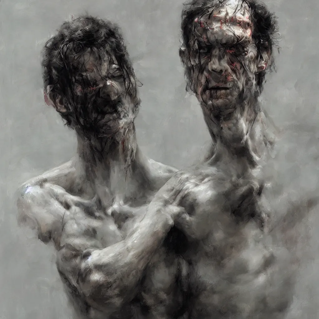 Prompt: frankenstein by zhaoming wu, nick alm, chromatic aberration