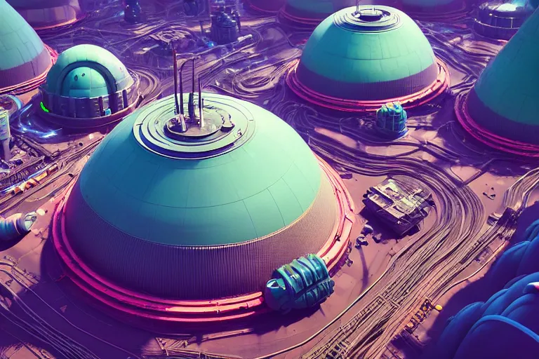 Image similar to alien nuclear power plant, colorful, sci-fi, utopia, octane render, substance painter, zbrush. Trending on artstation. 8K. Highly detailed.