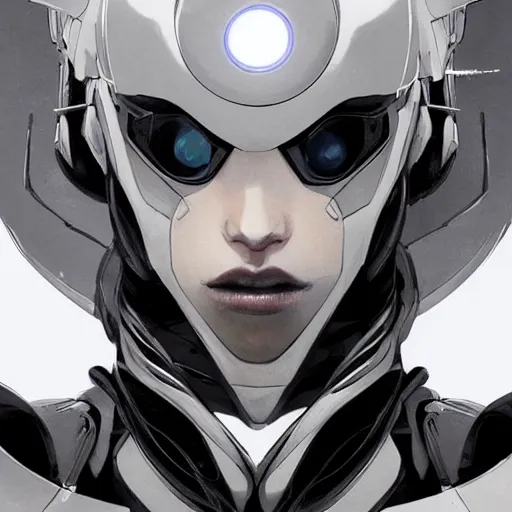 Image similar to portrait of a character with many robotic eyes, wearing sleek clothes, wearing a flowing white tailcoat, wearing a futuristic insectoid armored white mask with five circular lenses for eyes, many eyes, dramatic lighting, illustration by Greg rutkowski, yoji shinkawa, 4k, digital art, concept art, trending on artstation