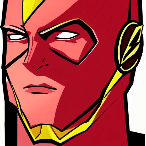 Prompt: Vector drawing of a headshot Portrait of The Flash by Alex Ross