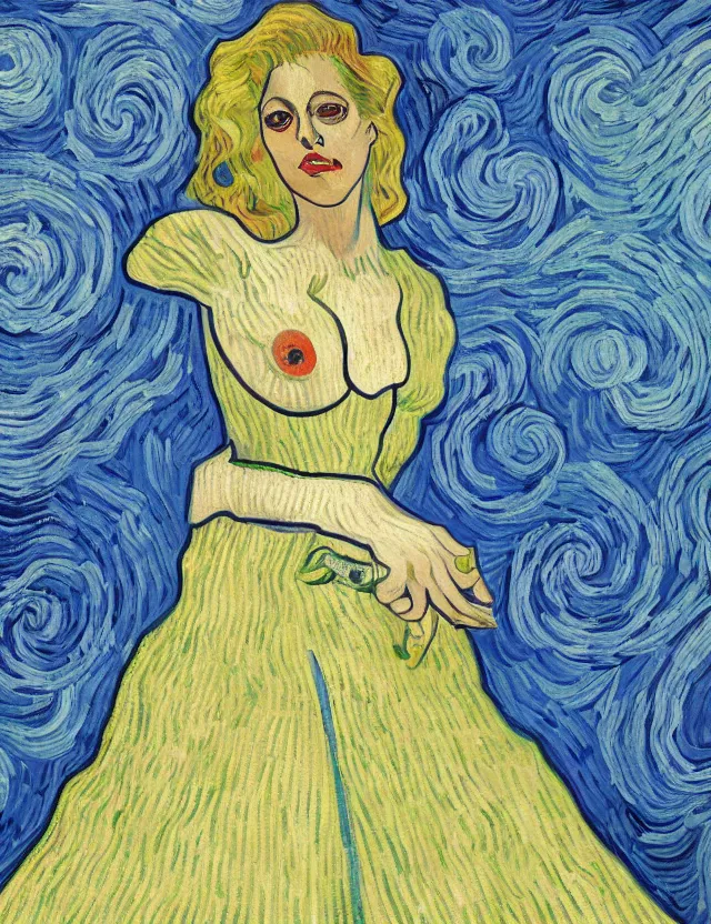 Prompt: a painting of clothed lady gaga by vincent van gogh, dynamic pose, intricate detail, 8 k resolution
