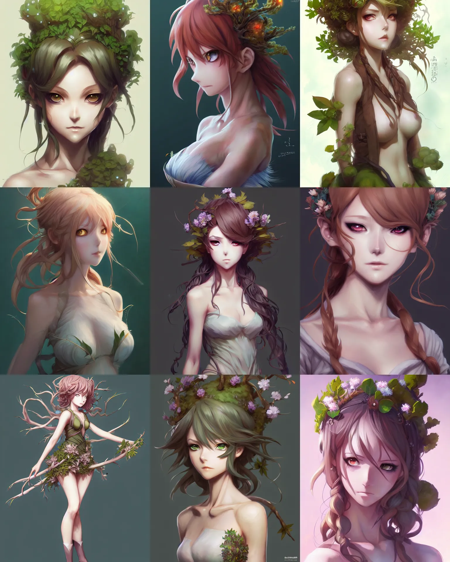 Prompt: character concept art of an anime dryad | | cute - fine - face, pretty face, realistic shaded perfect face, fine details by stanley artgerm lau, wlop, rossdraws, james jean, andrei riabovitchev, marc simonetti, and sakimichan, trending on artstation