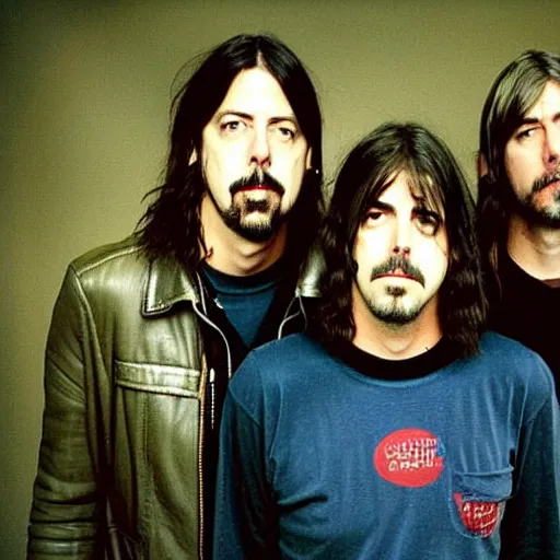 Image similar to dave grohl, krist novoselic and kurt cobain, album cover