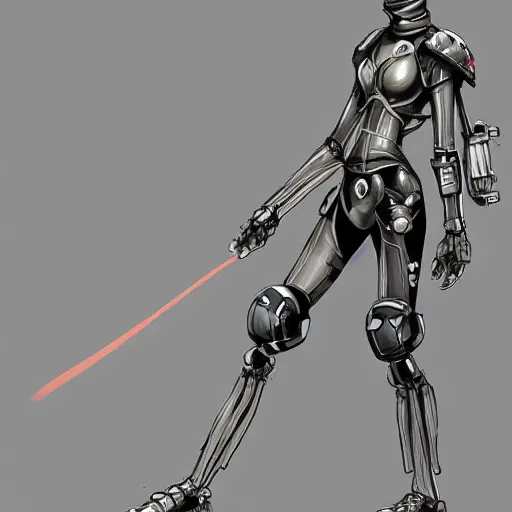 Image similar to fencer robot, female, sci fi concept art, d & d, concept art, illustration, highly detailed,