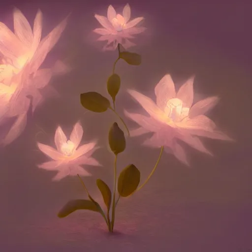 Image similar to Luminescent flower blooming at twilight, cgsociety, r/art, trending on artstation