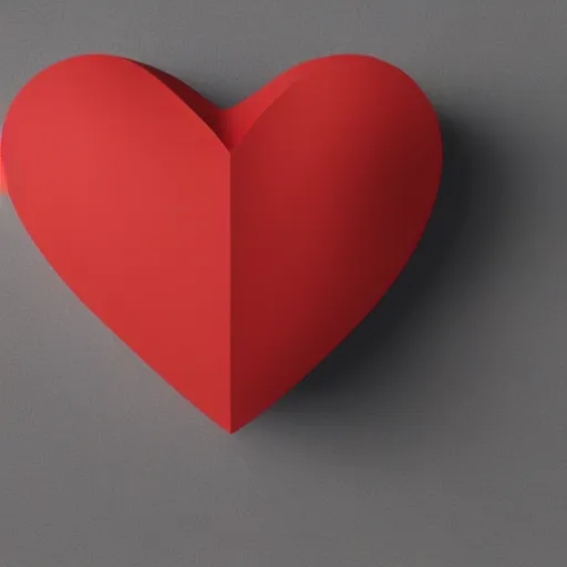 Image similar to 3d render of a red clay heart shape in the middle of a gray sheet of paper, range of pastel colors on the left side