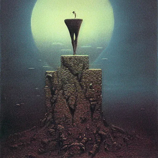 Image similar to the moon upended zdzislaw beksinski lisa franl