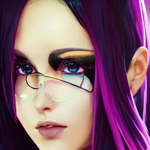 Image similar to half - electric woman, very very anime, cute - fine - face, pretty face, oil slick hair, realistic shaded perfect face, extremely fine details, realistic shaded lighting, dynamic background, artgerm, 8 k ultra realistic, highly detailed, trending on artstation, 4 k