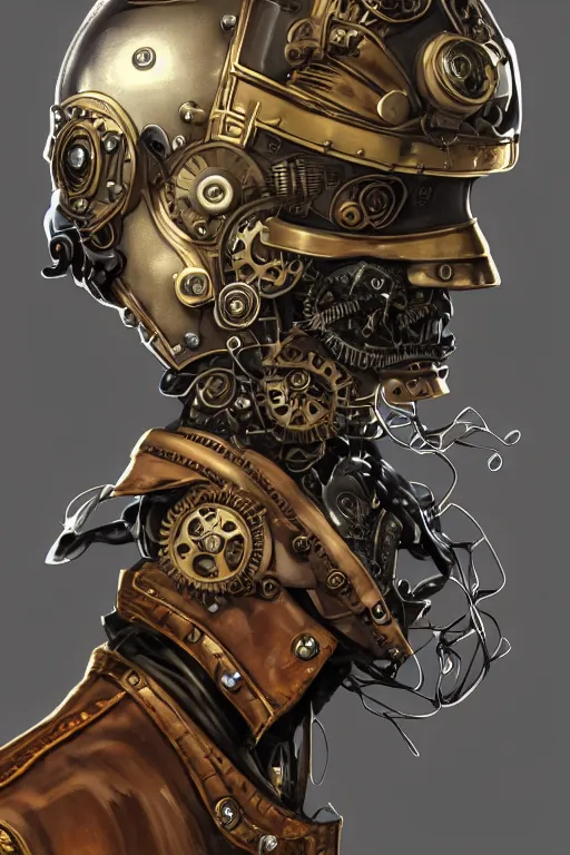 Image similar to steampunk helmet fantasy art mask robot ninja stylized digital illustration sharp focus, elegant intricate digital painting artstation concept art global illumination ray tracing advanced technology chaykin howard and campionpascale and cooke darwyn and davis jack