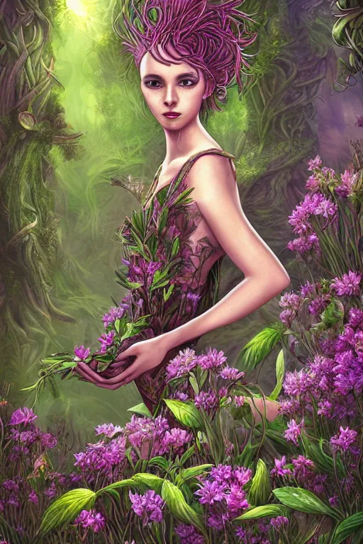 Prompt: book cover | plant fairy | digital painting | highly detailed | ultra realistic | dark fantasy | vivid colors | cinematic atmosphere | hyper detailed