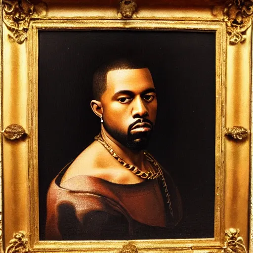 Image similar to A Renaissance portrait painting of Kanye West