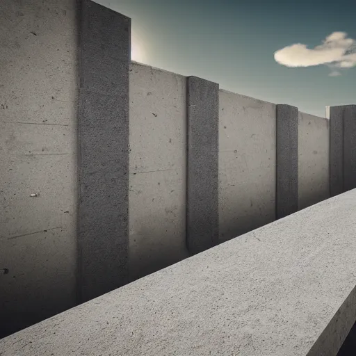 Image similar to parkour park concrete and brick high rails, photo, 4 k, render, open space