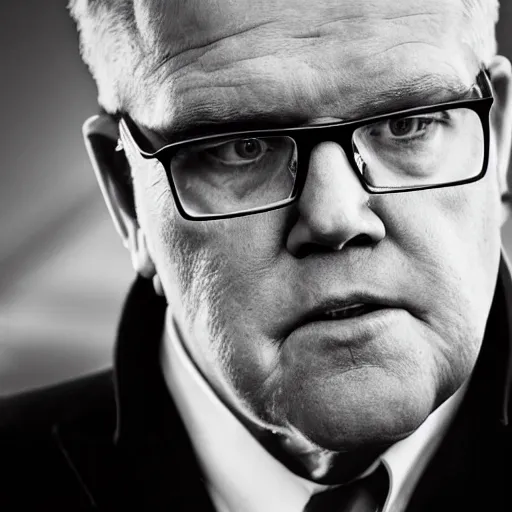 Image similar to ultrarealistic photo of former prime minister scott morrison lurking in the shadows in the style of film noir, wide angle, 8 k, raw, unedited, symmetrical balance, in - frame