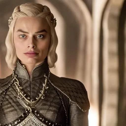 Image similar to margot robbie starring as Cersi in Game of Thrones