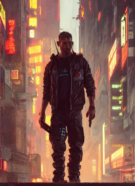 Prompt: andy griffith. cyberpunk mercenary in a cyberpunk jumpsuit ( blade runner 2 0 4 9, cyberpunk 2 0 7 7 ). orientalist portrait by john william waterhouse and james gurney and theodore ralli and nasreddine dinet, oil on canvas. cinematic, hyper realism, realistic proportions, dramatic lighting, high detail 4 k