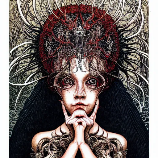 Image similar to portrait painted in jacek yerka style drawn by vania zouravliov and takato yamamoto, inspired by angel of death, intricate acrylic gouache painting, high detail, sharp high detail, artstation