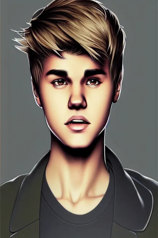 Image similar to justin bieber, manga cover art, detailed color portrait, artstation trending, 8 k, greg rutkowski