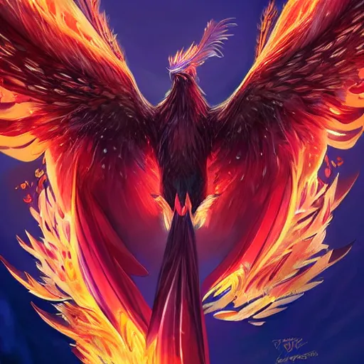 Image similar to cute flying phoenix, sparkling bird eyes, embers in her bird eyes, shining phoenix eyes, sharp features, flowing fiery feathers, highly detailed, digital painting, artstation, concept art, smooth, sharp focus, beautiful feathers, expressive eyes, illustration, phoenix art by Artgerm and greg rutkowski