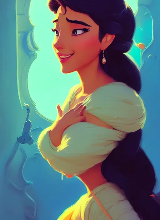 Prompt: highly detailed portrait of disney's princess jasmine, magnificent, photographic realistic background, by atey ghailan, by greg rutkowski, by greg tocchini, by james gilleard, by joe fenton, by kaethe butcher, trending on instagram, award winning details