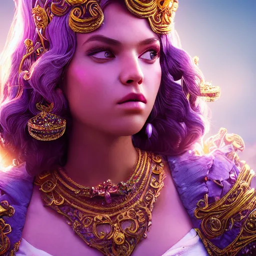 Image similar to portrait of wonderful princess of amethyst with fair skin, ornate 8 k gorgeous intricate detailed, accent lighting, dramatic light, octane render