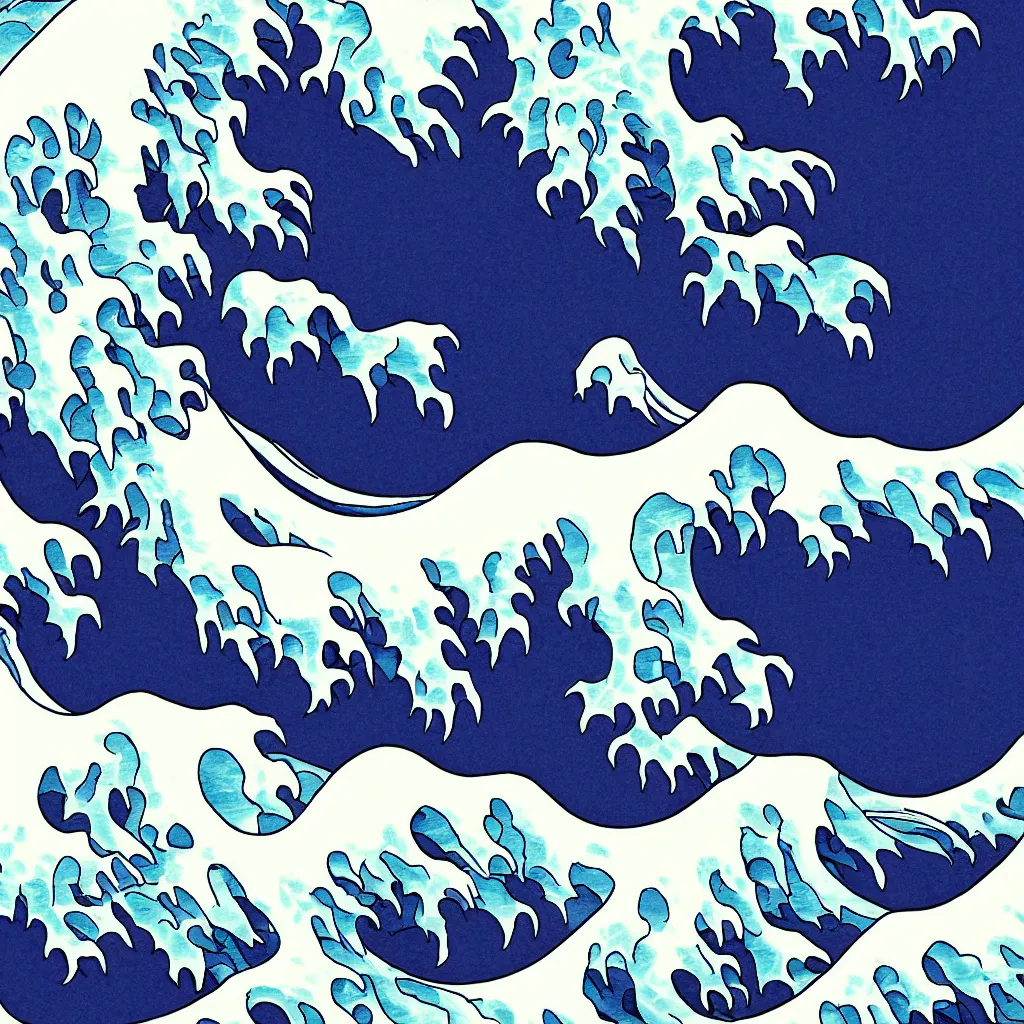 Image similar to great wave off kanagawa, digital art,