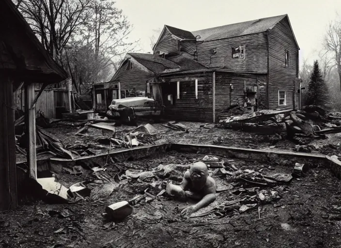 Image similar to a monster crawling out from the basement, Gregory Crewdson, Joel Sternfeld