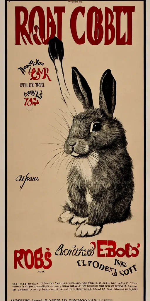 Image similar to a 1 9 2 0 s poster advertising a rabbit