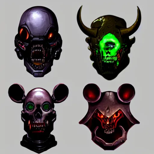 Image similar to undead cyborg head, doom eternal, rat