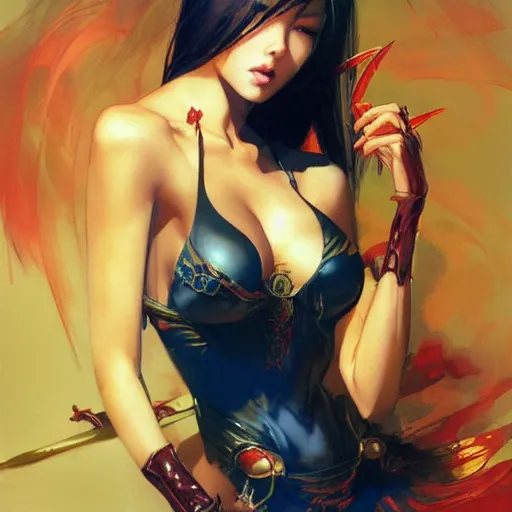 Image similar to asian beauty by peter andrew jones and akihiko yoshida, rule of thirds, seductive look, beautiful