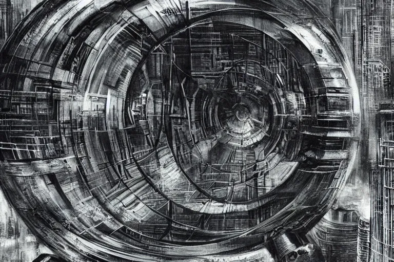 Prompt: Dystopian Cityscape of Spheres by H.R. Giger
