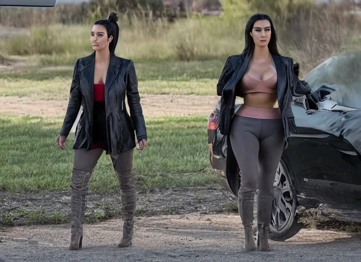 Image similar to movie still of kim kardashian in the tv show better call saul.